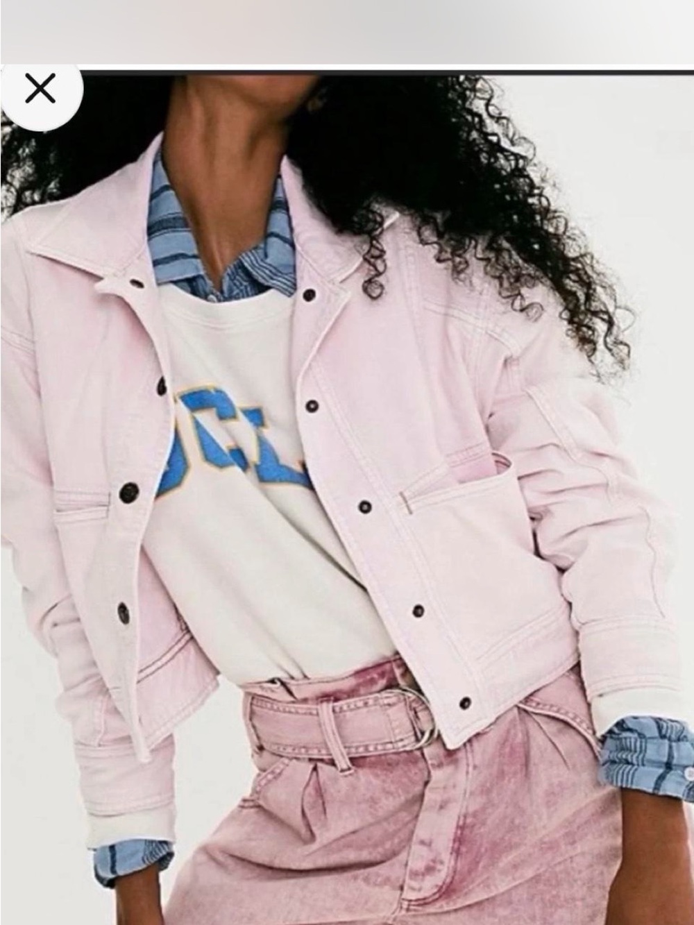Met free people We The Free Pastel Pink chore Denim Jacket M